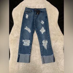New Fashion Nova Womens‎ Shanel High Rise Boyfriend Jeans Size 7 Ripped